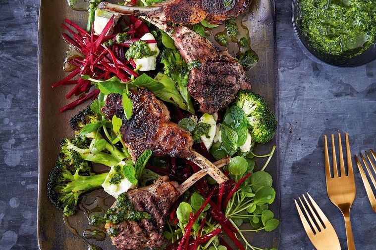Minty Lamb with Beetroot and Charred Broccoli Recipe