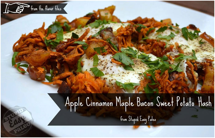 Apple Cinnamon Maple Bacon Sweet Potato Hash