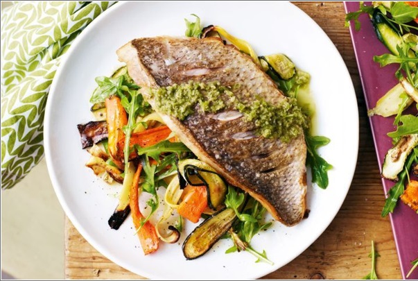 Snapper Olive Dressing Roasted Zucchini Salad Recipe